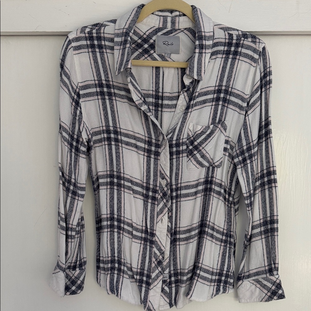 Rails Black and White Plaid Button-Down Shirt